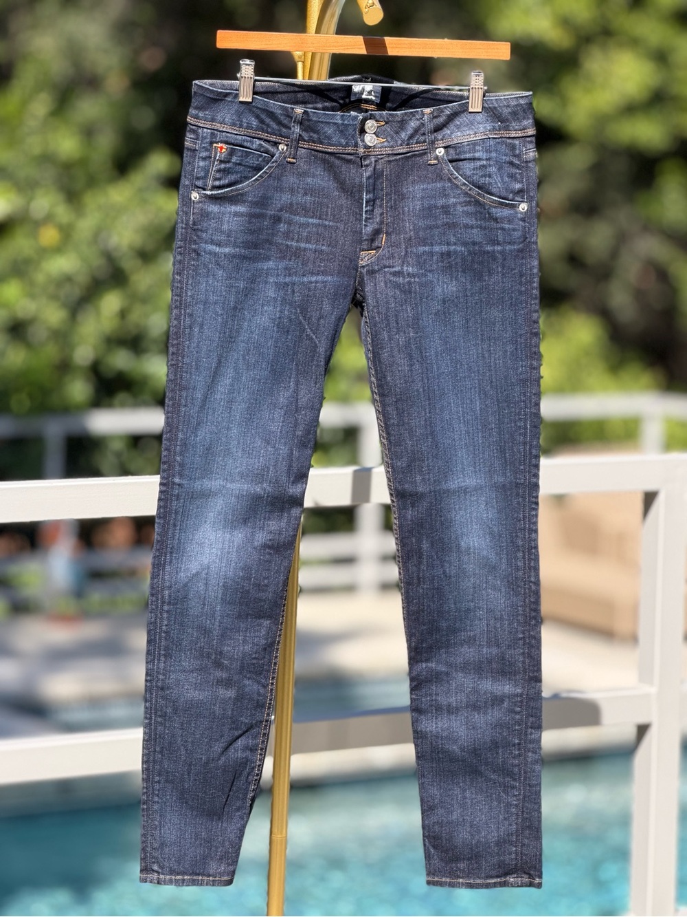 Hudson Jeans Dark Indigo Button-Fly Skinny Jeans